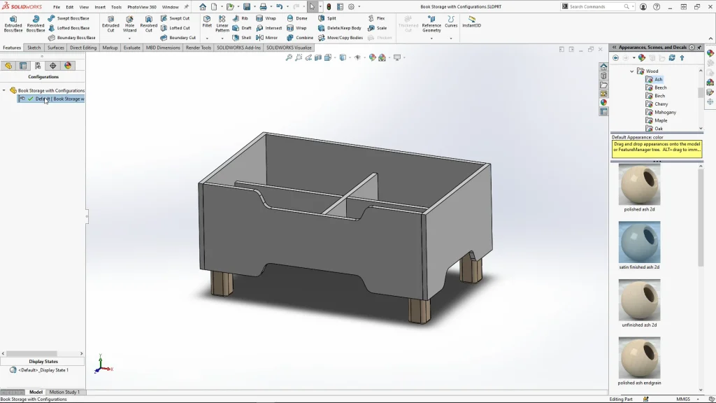 Book Storage Options using Configurations: SOLIDWORKS Tutorial