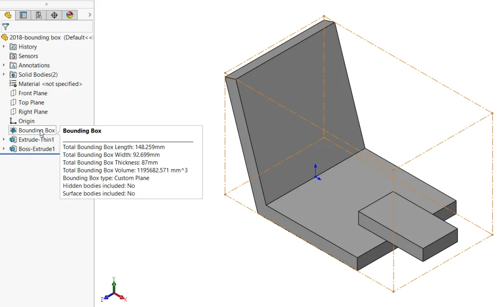 SOLIDWORKS 2018: Bounding Box Function Available in Any Part