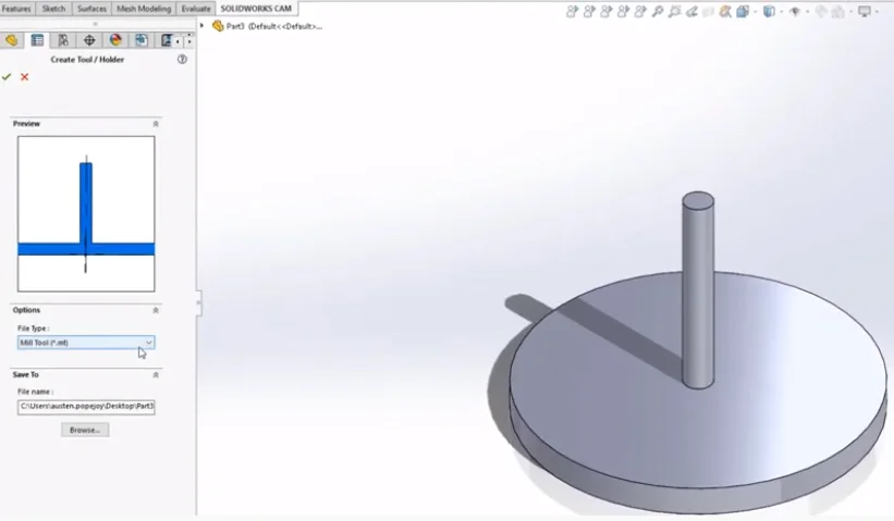 Creating a Custom Tool within SOLIDWORKS CAM