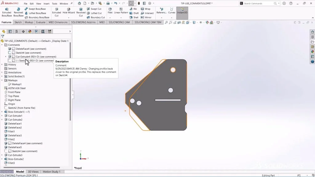 Using Comments in the Feature Tree | Tech Tip Tuesday