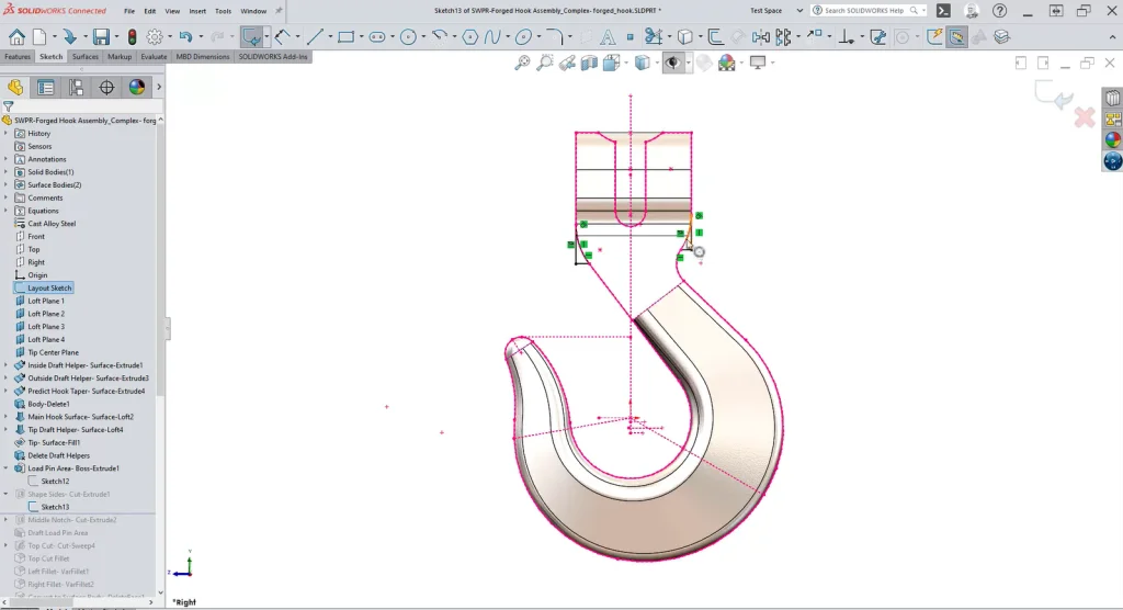 SOLIDWORKS Part Reviewer: Forged Hook Assembly Part 5 Tutorial