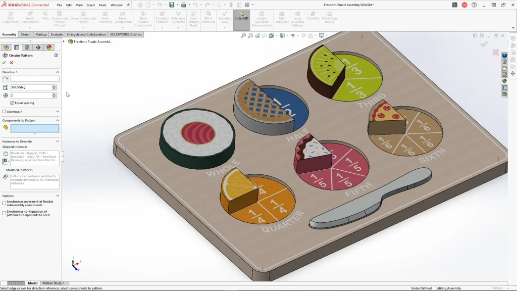 SOLIDWORKS Tutorial: Educational Fractions Wooden Puzzle