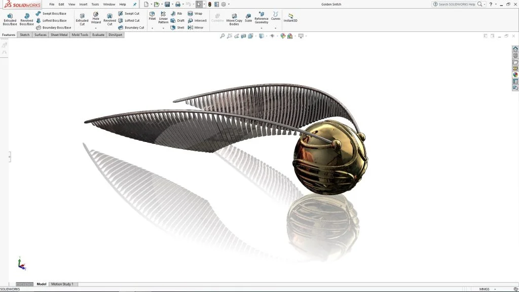 SOLIDWORKS Harry Potter’s Golden Snitch Tutorial – Part 4