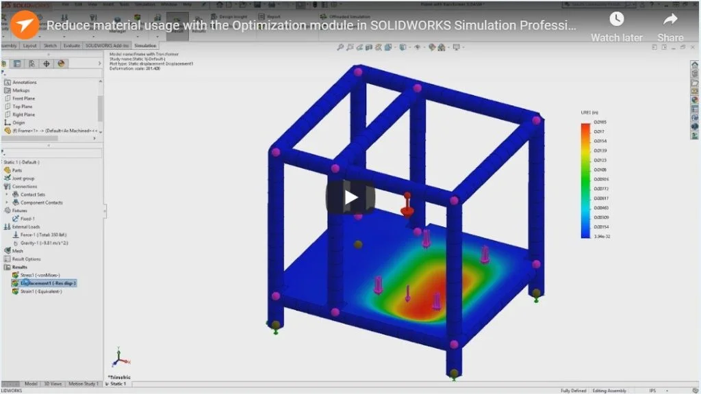 Reduce material usage with the Optimization module in SOLIDWORKS Simulation Professional