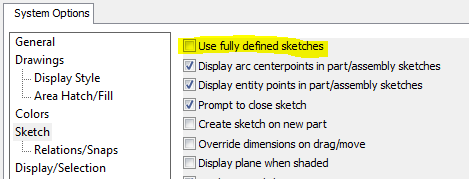A quick way to find under defined sketches!