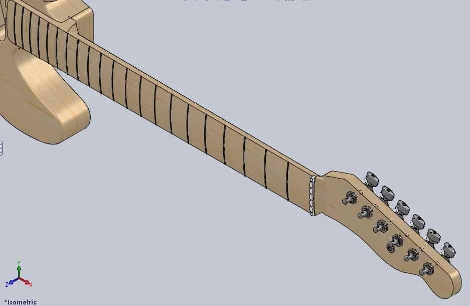 Complete Telecaster Guitar Neck in SolidWorks
