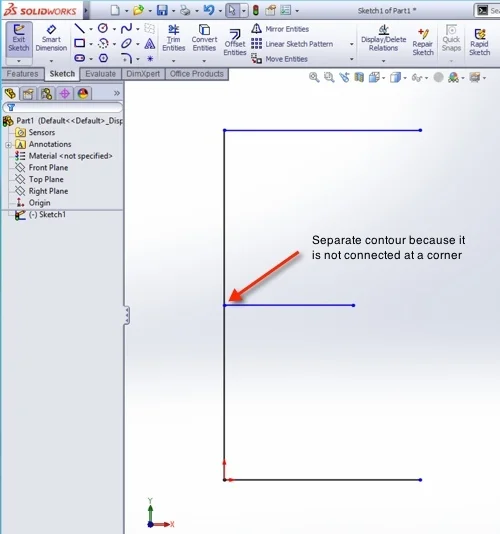 Make A Single Body with Multiple Open Contours in SolidWorks 2013