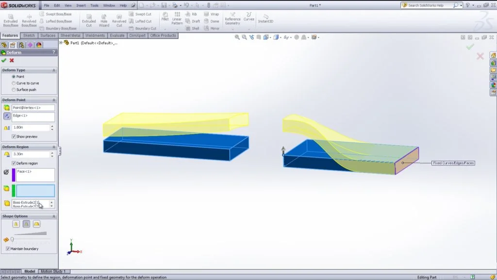 SolidWorks Deform Feature – Point Deform