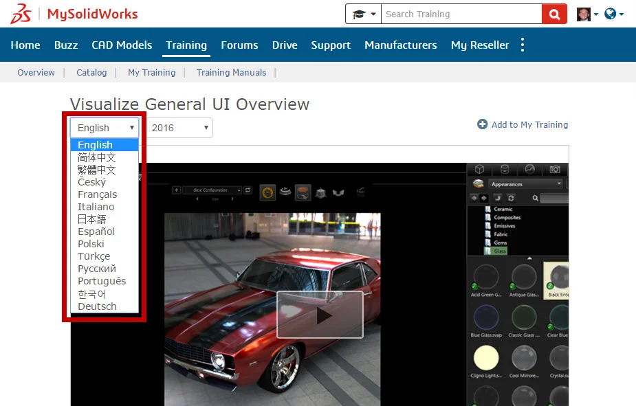 Localized Tutorials for SOLIDWORKS Visualize