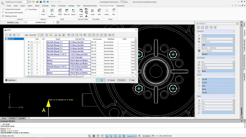 Get Accurate BOMs, Parts Lists & Drawing Balloons with DraftSight Mechanical & 3DEXPERIENCE DraftSight Mechanical