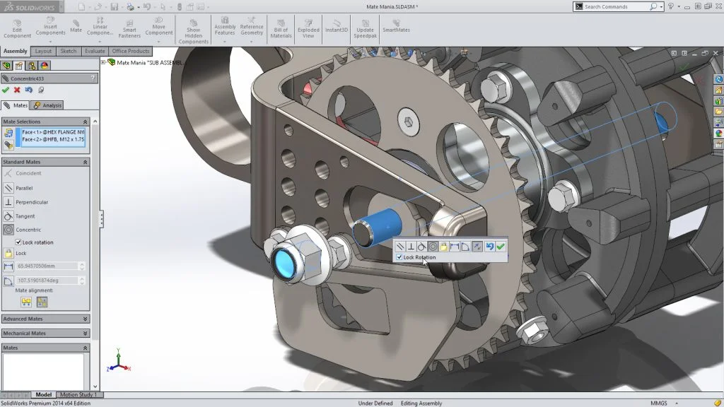 SolidWorks 2014 Sneak Peek: Lock Rotation for Cylindrical Mates