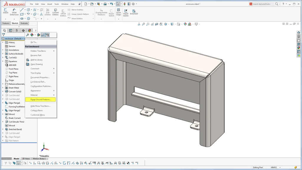 Sneak Peek 2016: Purging Unused Features in Parts and Assemblies