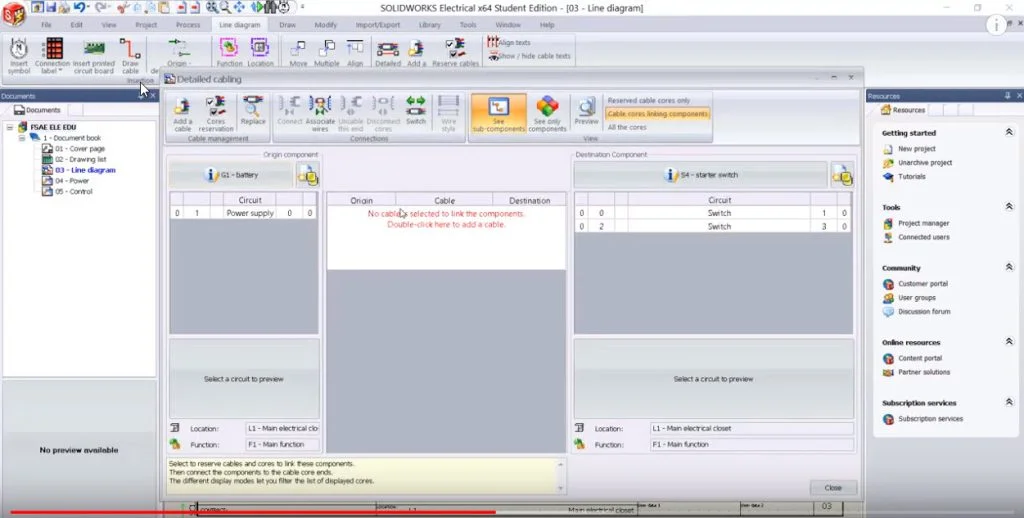 SOLIDWORKS Electrical Formula SAE Tutorial: Detailed Cabling
