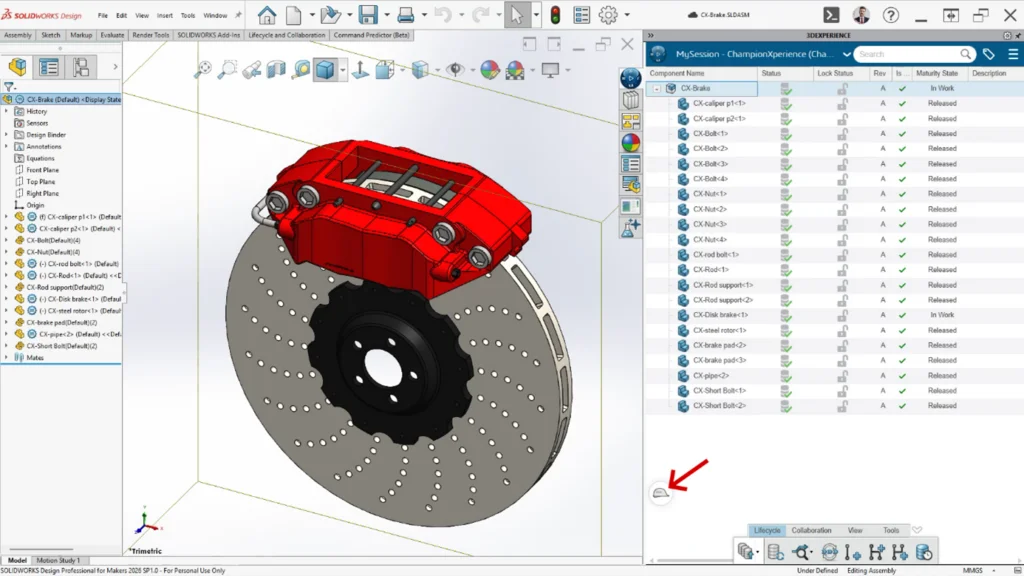 Released state of maturity of brake disc assembly.