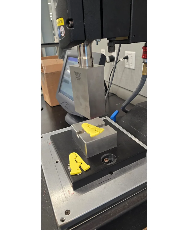 An Injection-molded part Jeff designed for the ICU that was ultrasonically welded together.