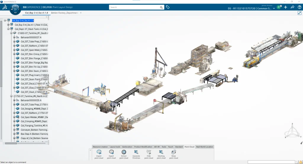 Behlen scanned its entire 900,000-square-foot factory in a week, producing over 3 billion cloud data points from which a virtual 3D model was created. 