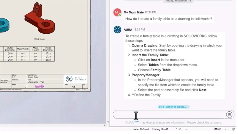 Aura AI in SOLIDWORKS Design