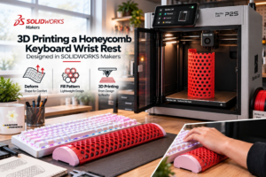3D Printing a Honeycomb Keyboard Wrist Rest Designed in SOLIDWORKS Makers