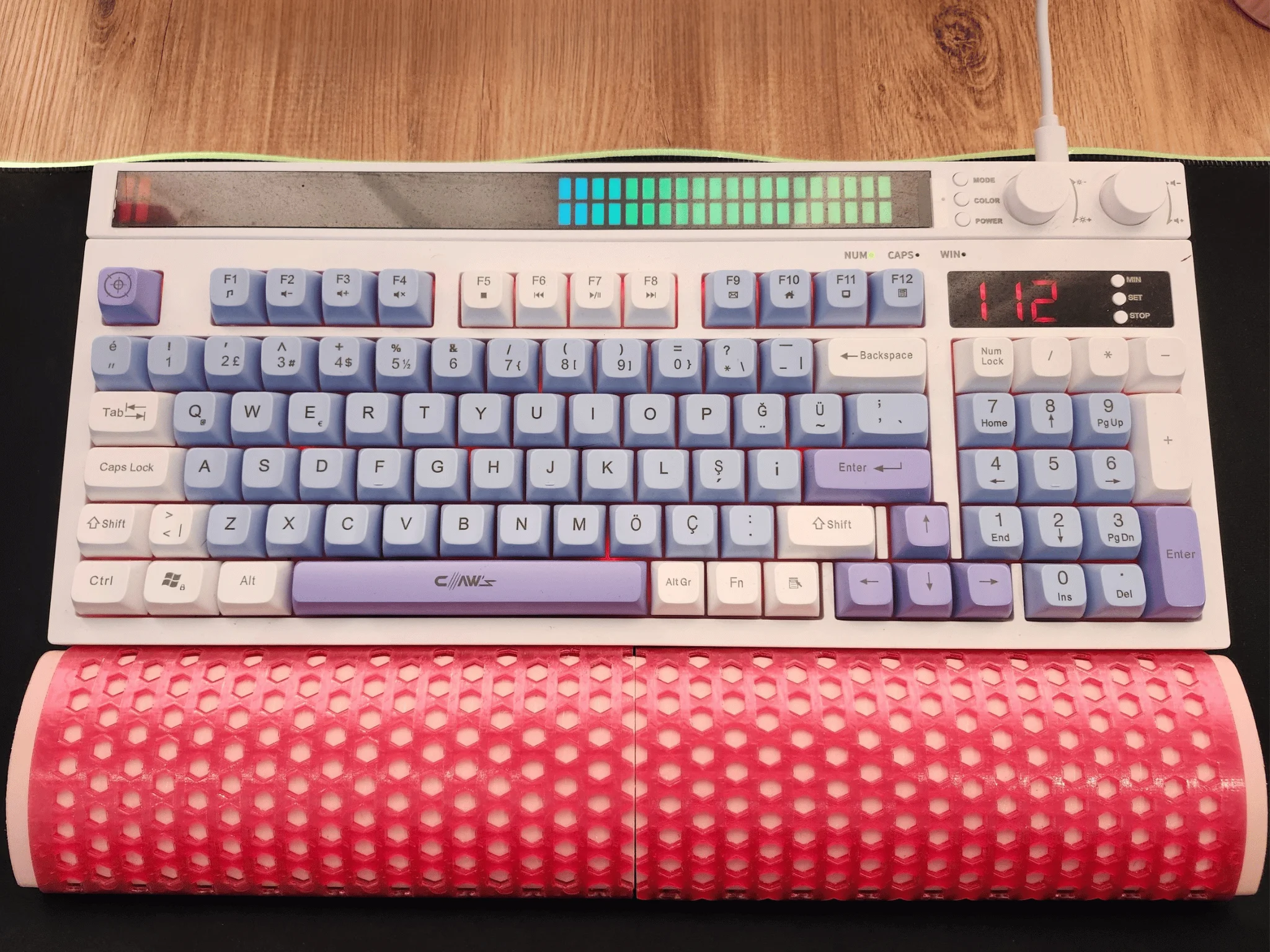 Final 3D-printed Honeycomb Keyboard Wrist Rest.