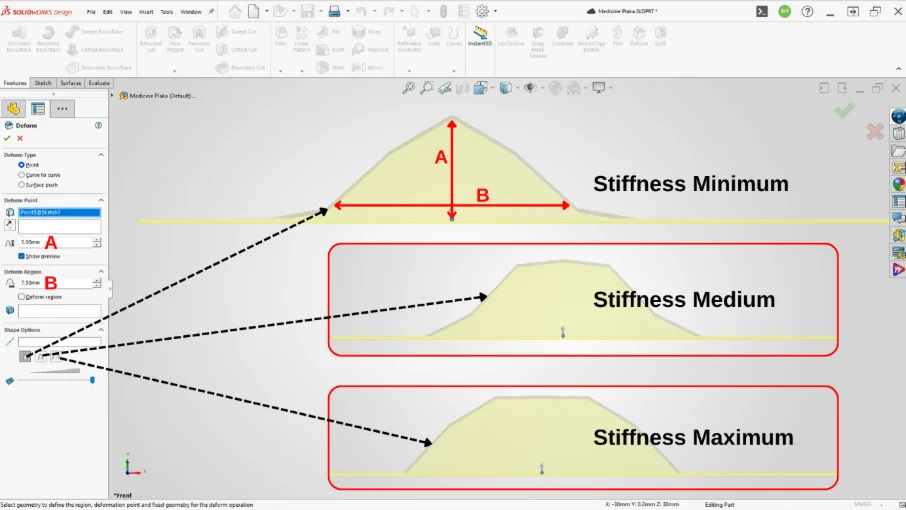 Different Shape Options in Solidworks Deform command.