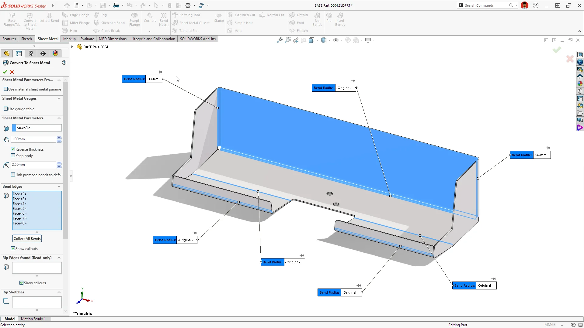 edit bend radius