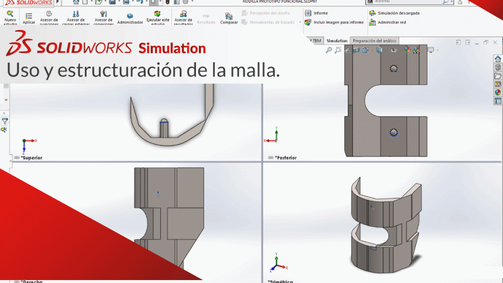 UsoyestructuracióndelamalladentrodelainterfazdeSolidWorks(Simulation) SOLIDWORKS