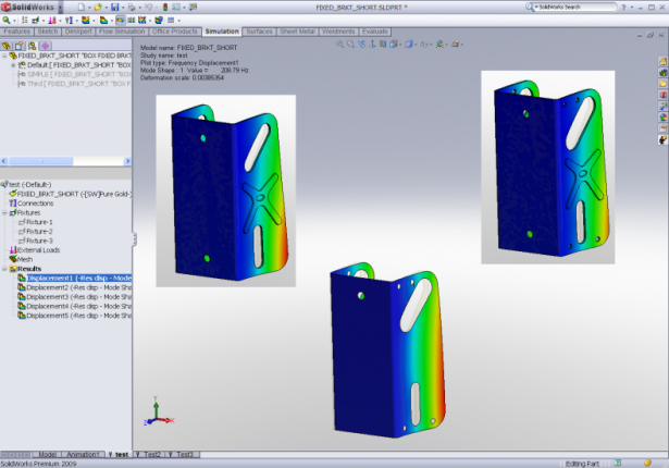 Natural frequency comparison of three design configurations