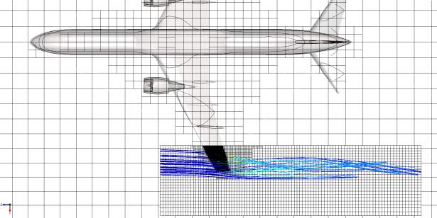 Zooming used on a commercial Airplane case