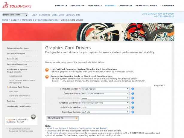  A list of certified hardware devices for SOLIDWORKS software can be found at https://www.solidworks.com/sw/support/videocardtesting.html