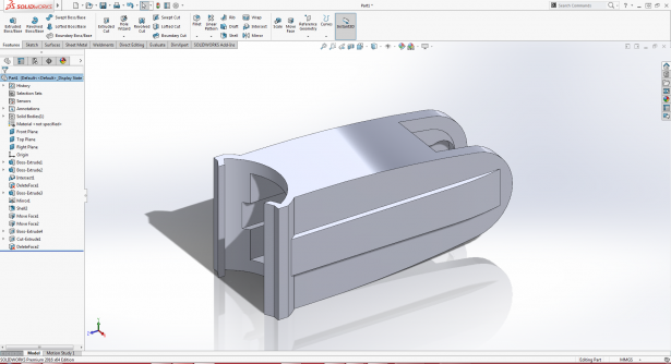 Though the original SOLIDWORKS 2005 model was no longer available, I remodeled the part in SOLIDWORKS 2016. 