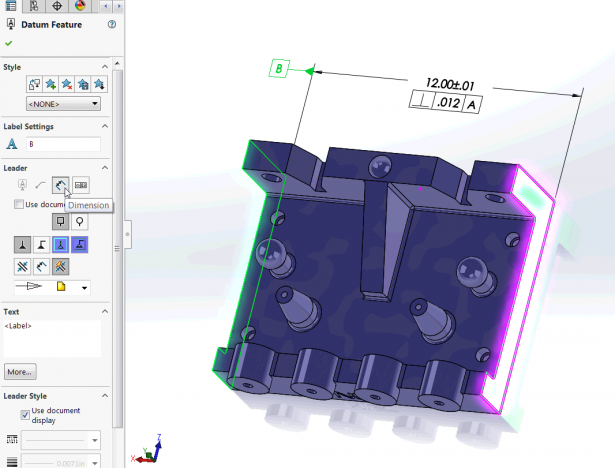 Place Datum Feature Symbols to Your Preference Using SOLIDWORKS MBD