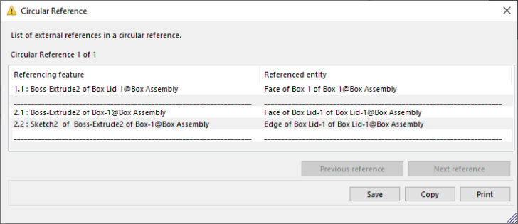 SOLIDWORKS 2021: Circular Reference Detection