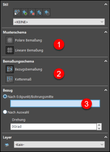 Musterschema, Bemaßungschema und Bezug